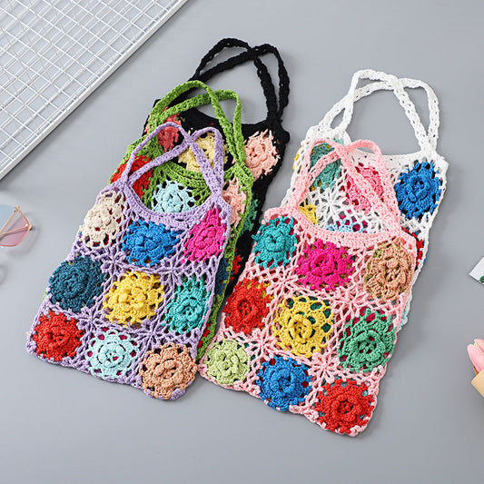 Crochet Granny Square Bag Grandma Grid Handmade Crochet Bag