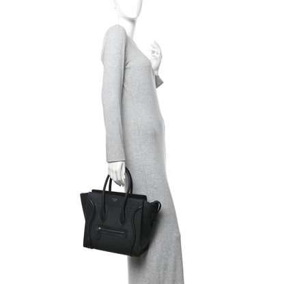 Drummed Calfskin Micro Luggage Black