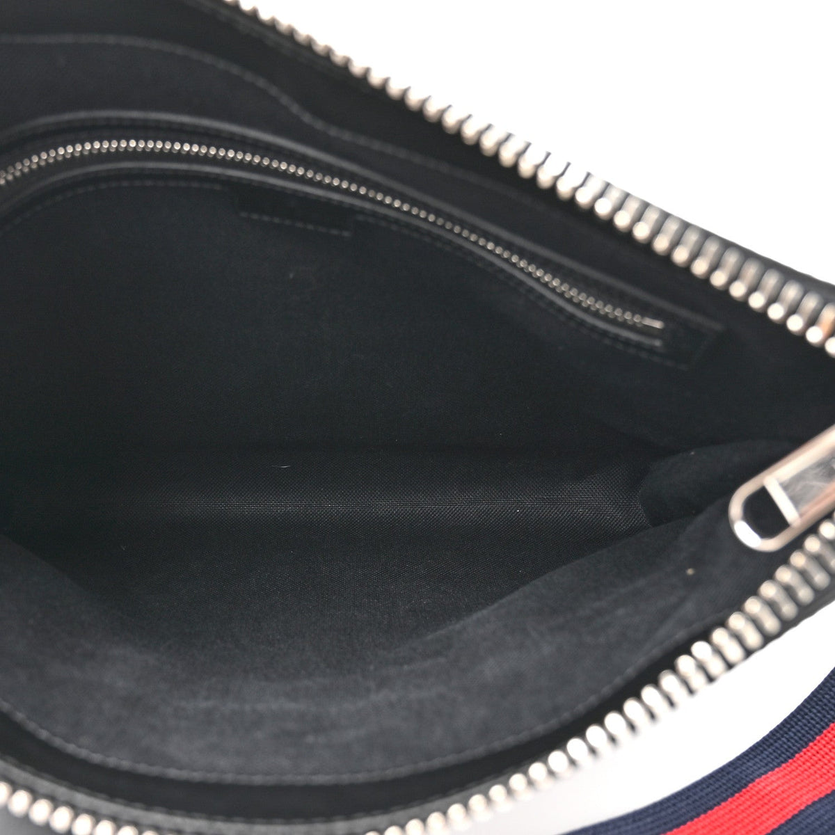 GG Supreme Monogram Appia Calfskin Web Flat Messenger Bag Black Grey