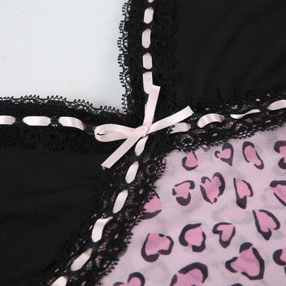 Vesty - Leopard Corset Tank Top with Bow