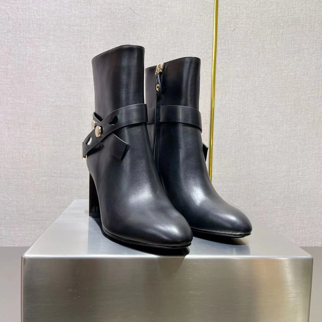 LV Belted Silhouette Ankle Boot Black Cowhide