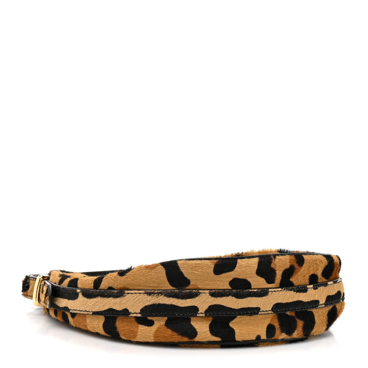 Calf Hair Leopard Print Arque Shoulder Bag Honey