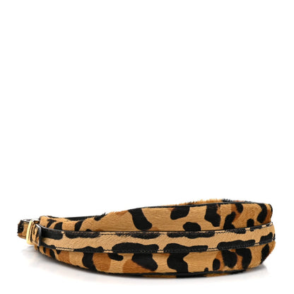 Calf Hair Leopard Print Arque Shoulder Bag Honey
