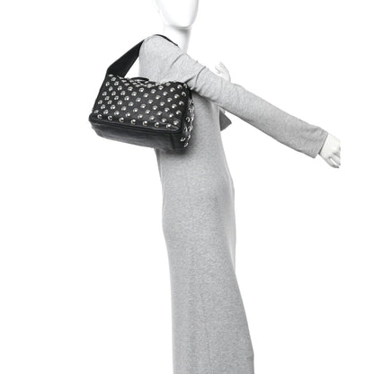 Pebbled Sport Calfskin Studded Elena Black