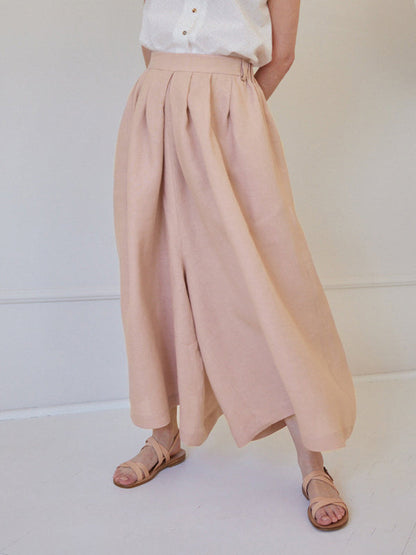High Waisted Loose Pleated Pockets Solid Color Casual Pants Bottoms