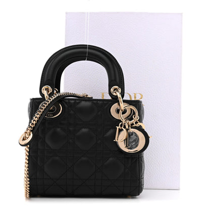 Lambskin Cannage Mini Lady Dior Black