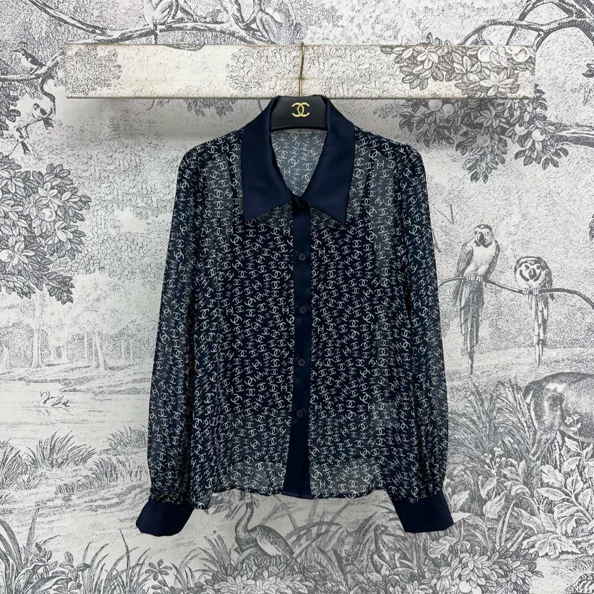 CC 25 Full-printed Logo Two-piece Shirt Dark Blue Polyester Fiber