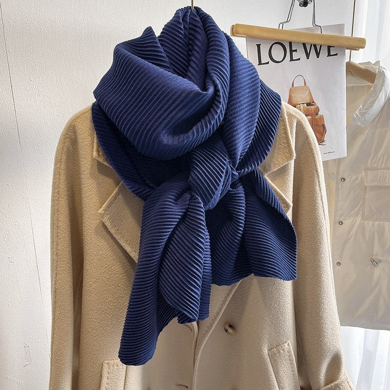Multifunctional Solid Color Pleated Scarf