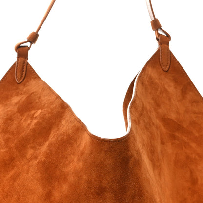 Suede Calfskin Medium Lotus Tote Caramel