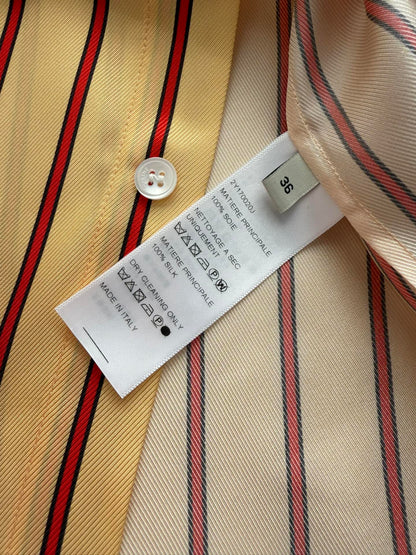 Celine 26SS Striped Shirt Yellow in Silk Fabric 849595
