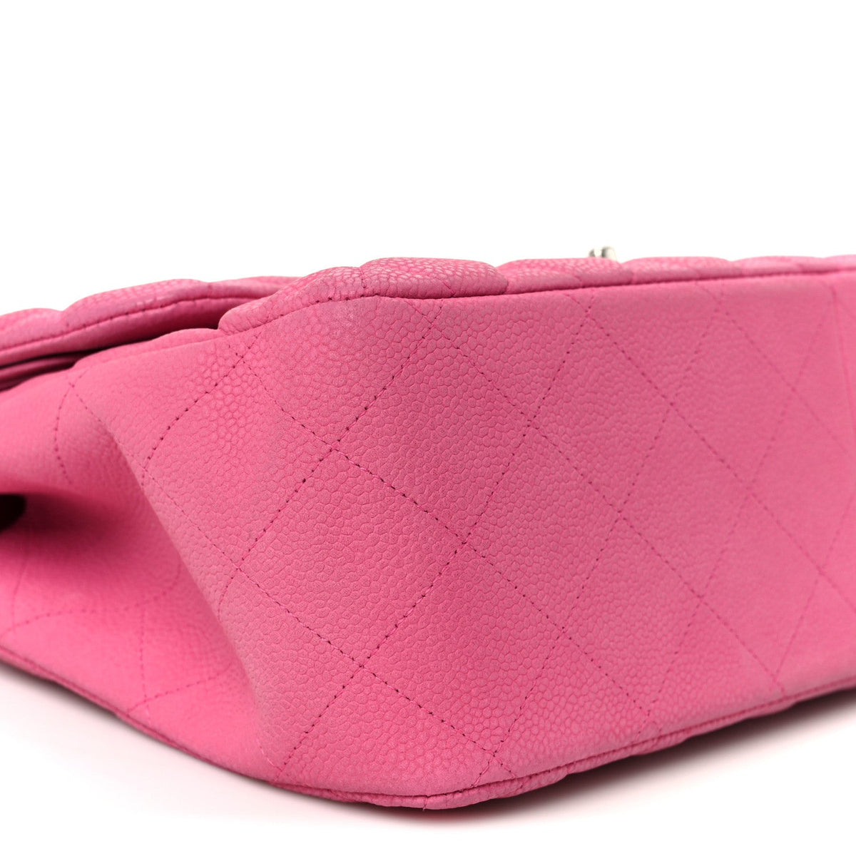 Iridescent Caviar Quilted Jumbo Double Flap Pink