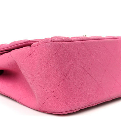 Iridescent Caviar Quilted Jumbo Double Flap Pink