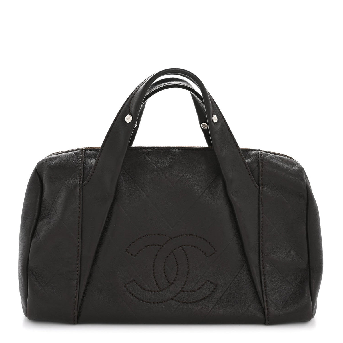 Calfskin Chevron CC All Day Long Boston Brown