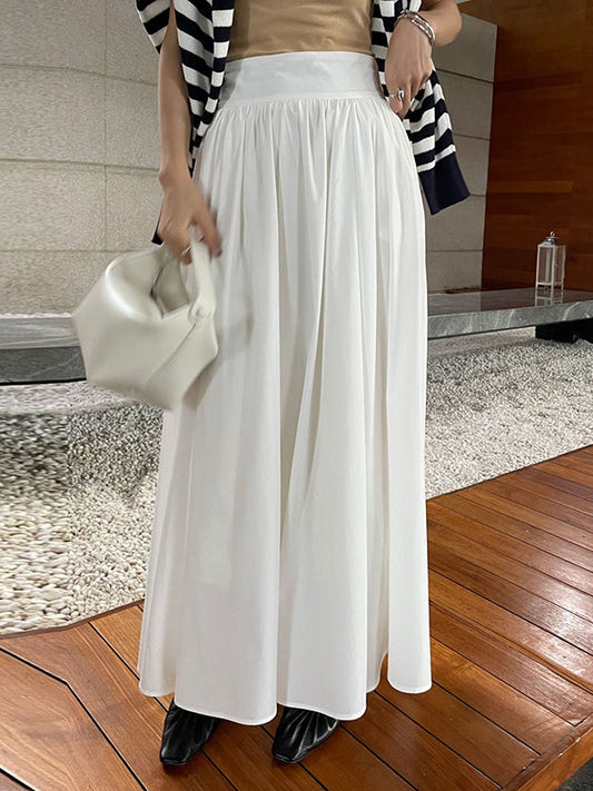 Loose Wide Leg Pleated Solid Color Pants Trousers