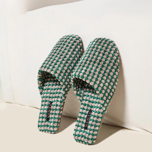 Color Block Cozy Textured Woven Slippers