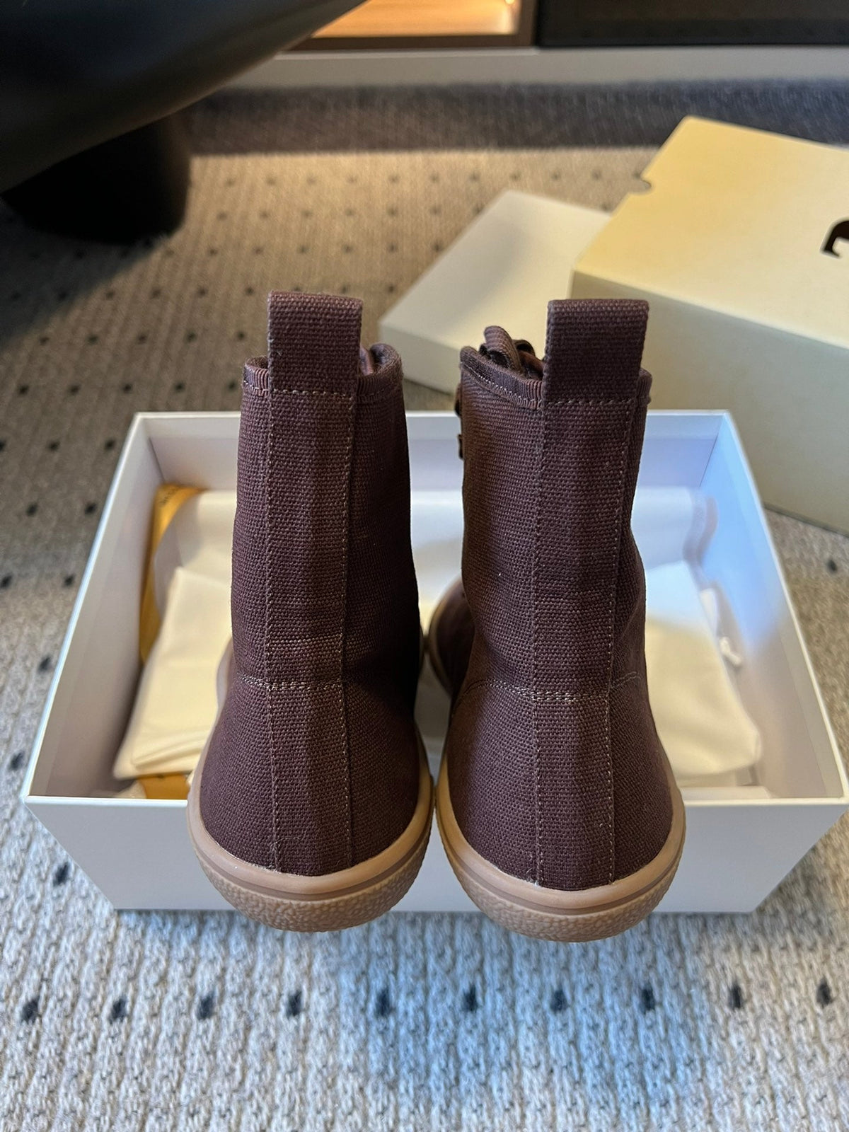 The Row 2025 High Sneaker Brown Canvas 561615