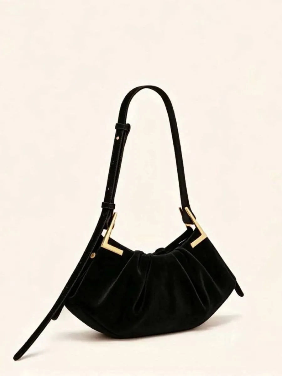 Ruby Velvet Pleated Handbag