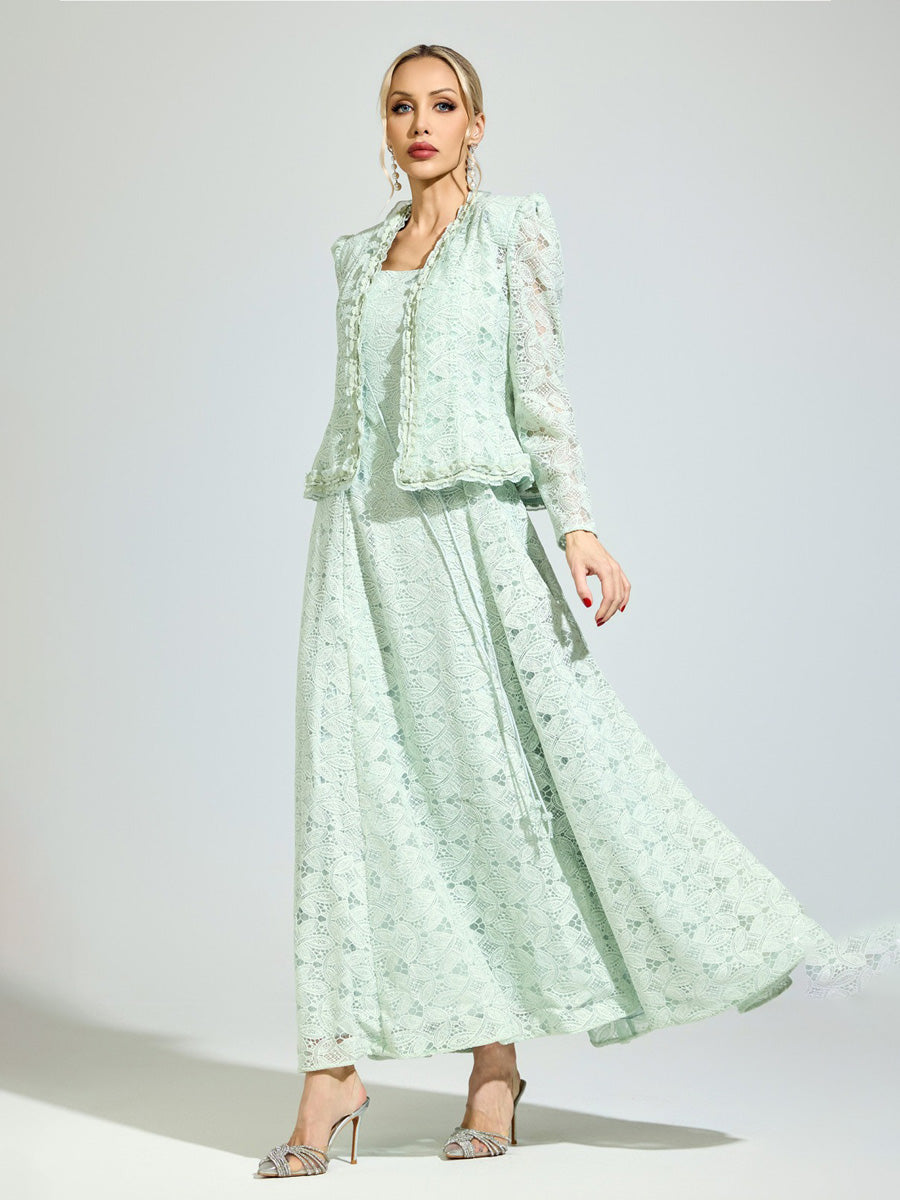 Estelle Elegant Green Two-Piece Lace Set