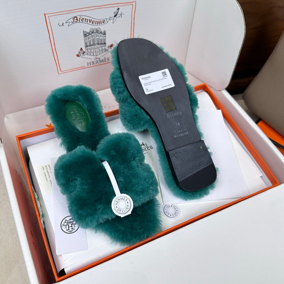 HM Oran Sandal Turquoise Wool Velvet 598192