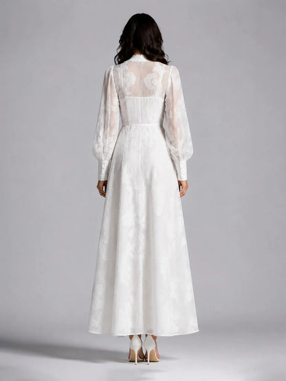 Kennedy Embroidered Lace Maxi Dress with Lantern Sleeves