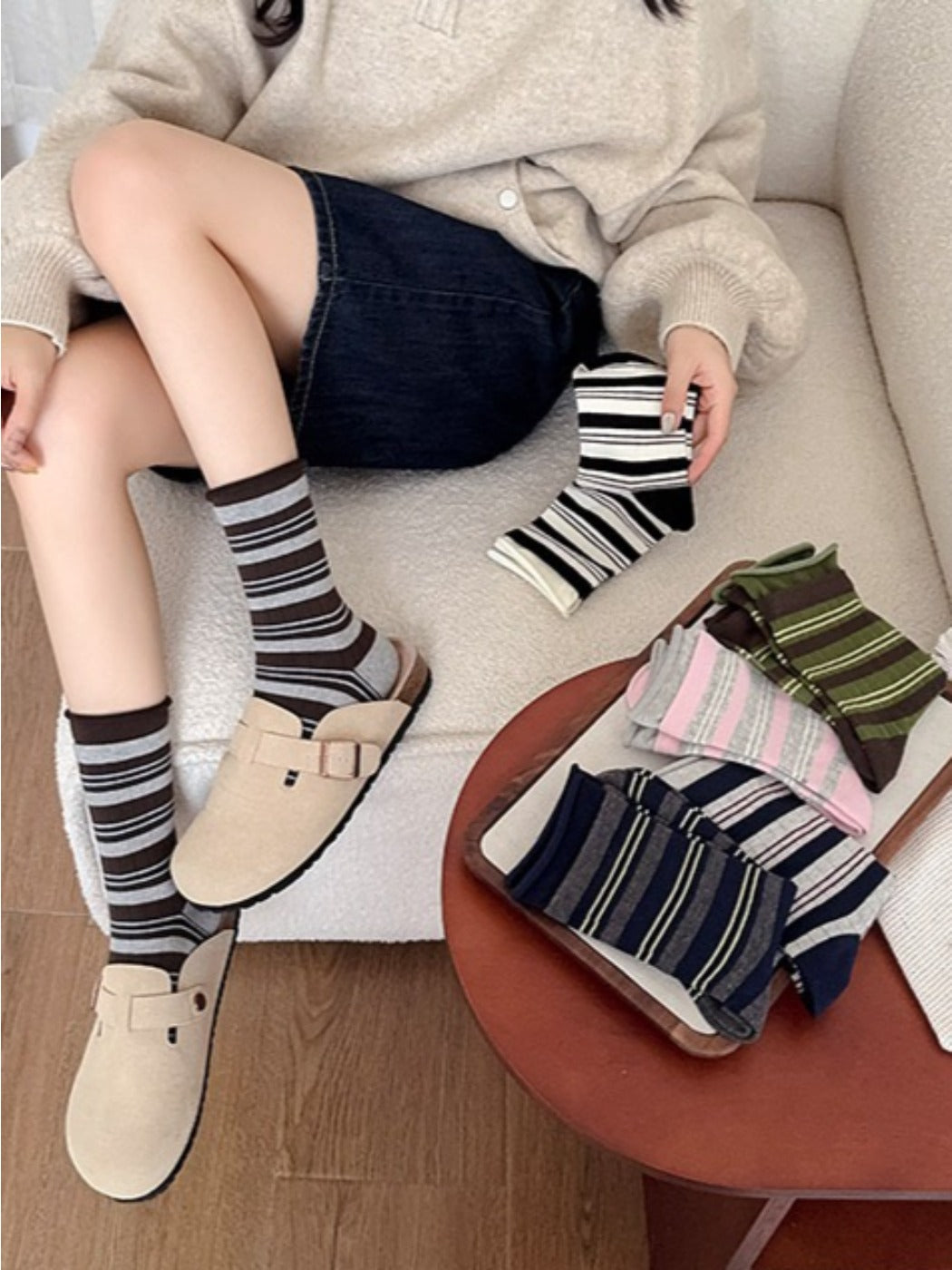 Rufia - Stripe Color-Block Mid-Calf Capsule Socks