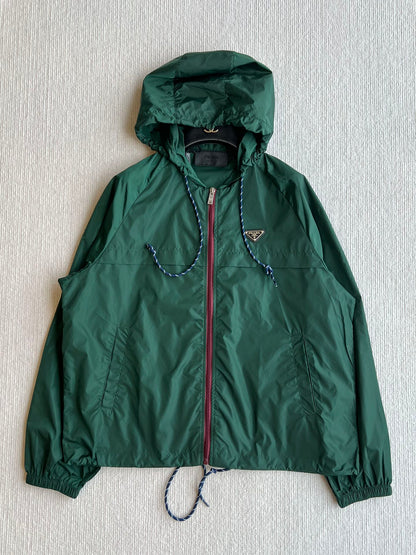 Prada 25 Hooded Jacket Turquoise Polyester