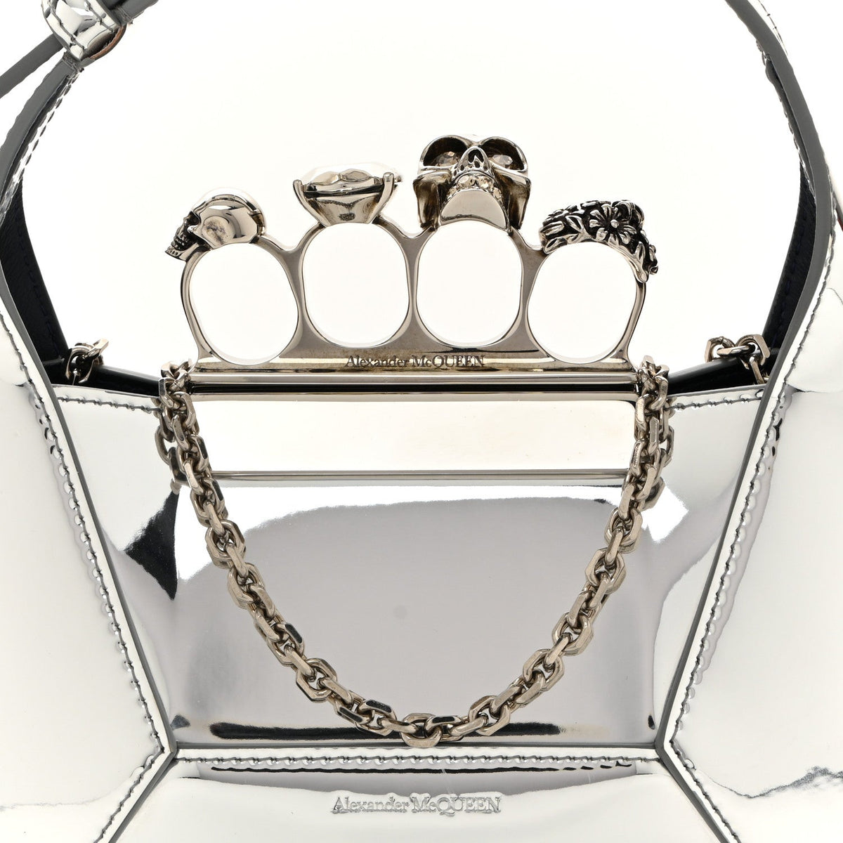 Metallic Jeweled Mini Hobo Bag Silver