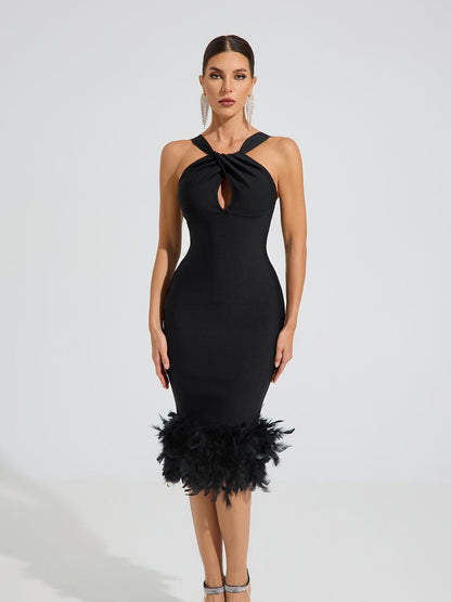 Gwyneth Feather Elegance Midi Dress
