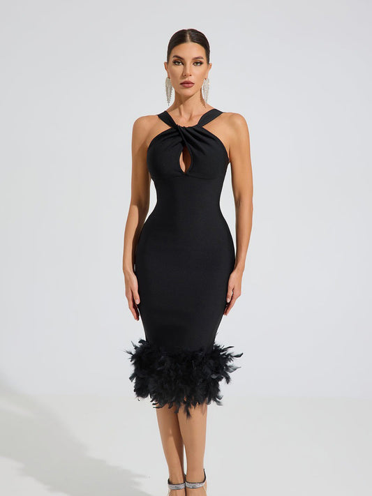 Gwyneth Feather Elegance Midi Dress