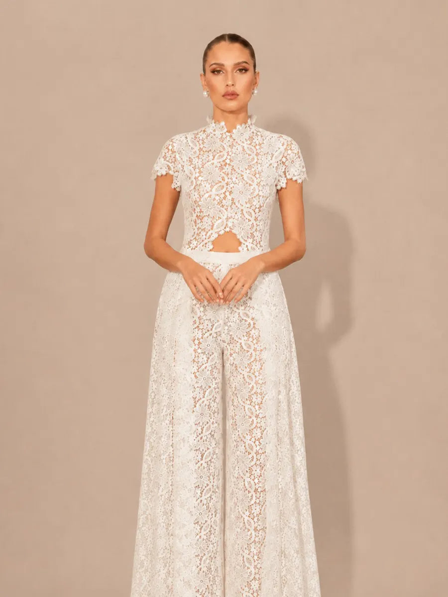 Pandora Lace-Panel Top and Trousers Set