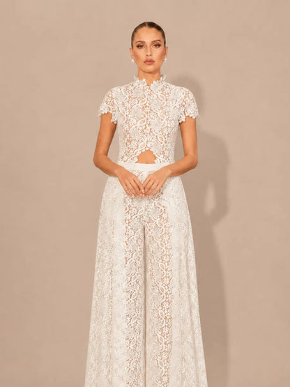 Pandora Lace-Panel Top and Trousers Set