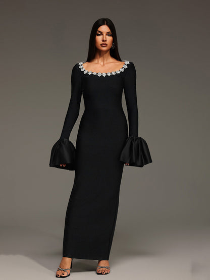 Dahlia Trumpet Sleeve Bandage Maxi Dress