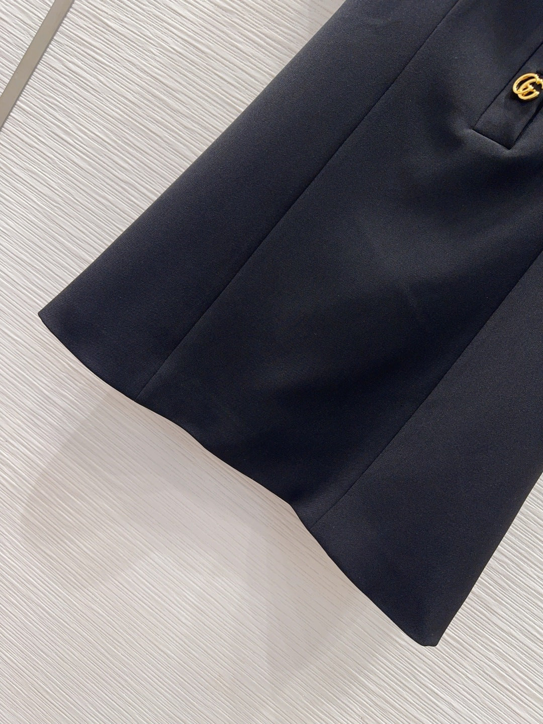 GG Crêpe Dress With Double G Button Black Wool 346685