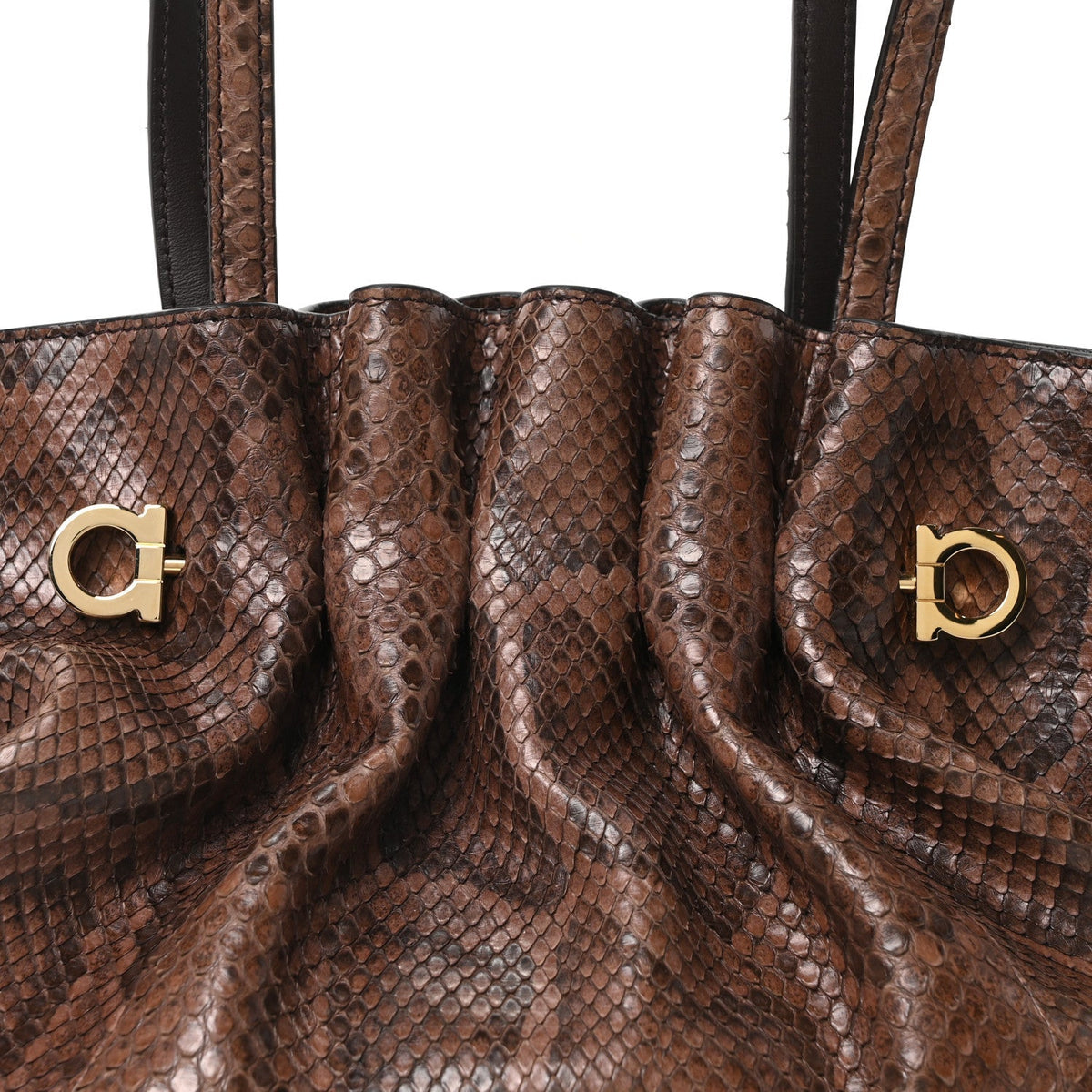 Snakeskin Small Dumpling Soft Bag Testa di Moro