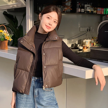 Collar Solid Color Vest Outerwear