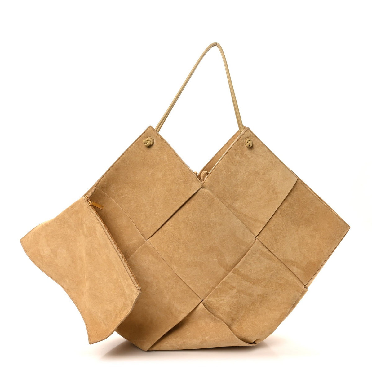 Suede Maxi Intrecciato Tote Cane Sugar Tapioca