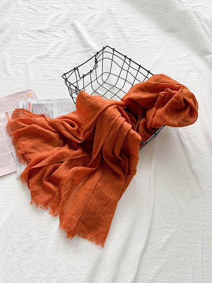 Casual Simple Ramie Cotton 14 Colors Scarf