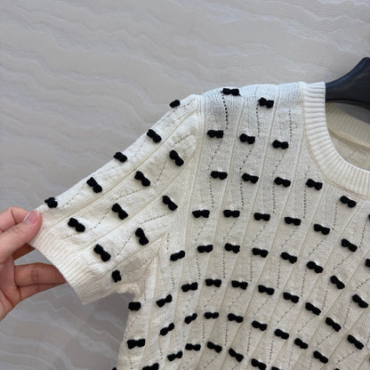 CC 26 Short-Sleeved Top White Knit 342785