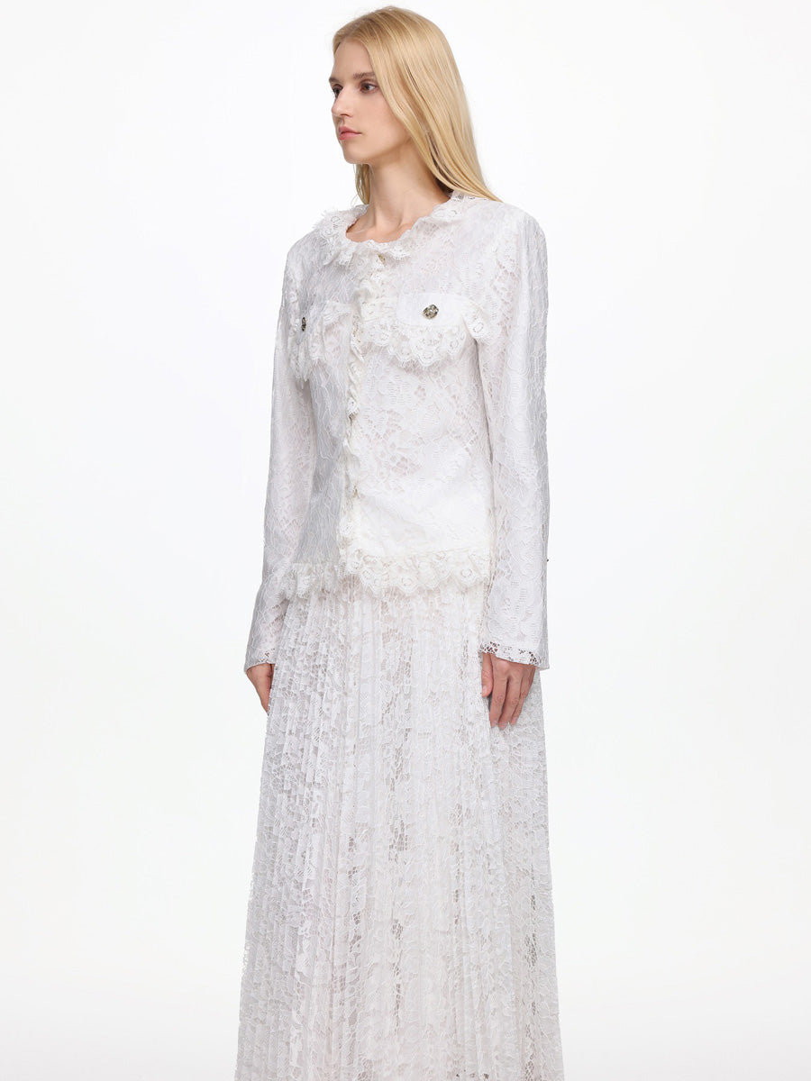 Marina Romantic Long Sleeve Lace Two Piece Set