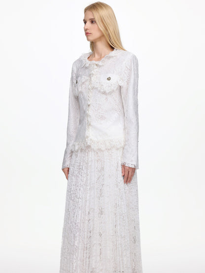 Marina Romantic Long Sleeve Lace Two Piece Set