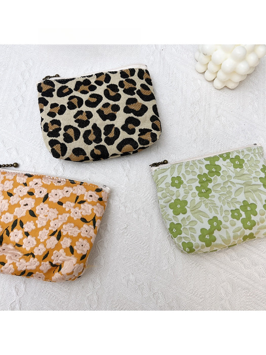 Cosbai - Small Coin Purse with Leopard &amp; Floral Prints