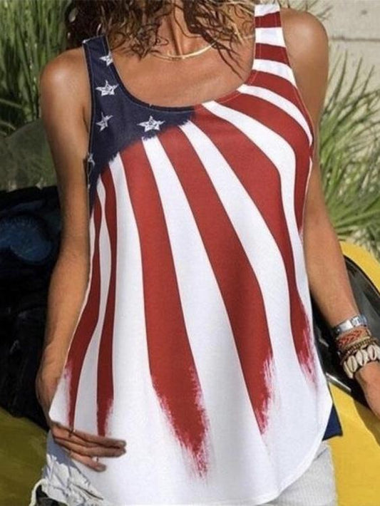 Summer Independence Day Sleeveless Printed Camisole T-Shirt