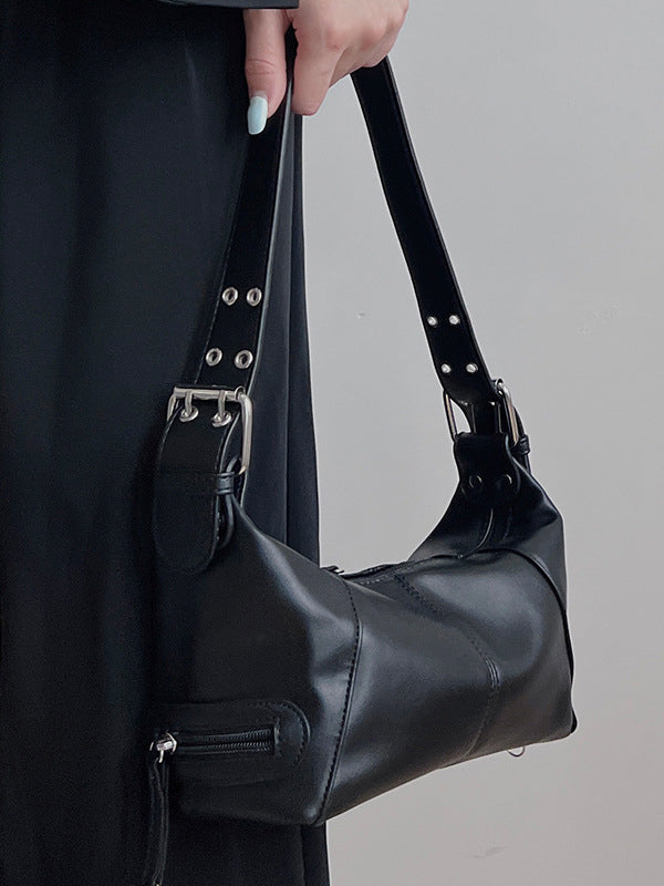 Buckle Solid Color Zipper Armpit Bags