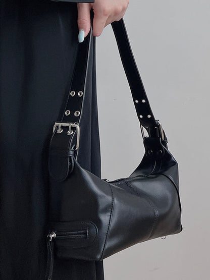 Buckle Solid Color Zipper Armpit Bags