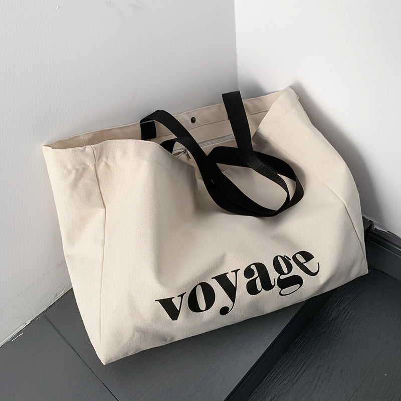 Large Capacity Travel Simple Letter Canvas Bag