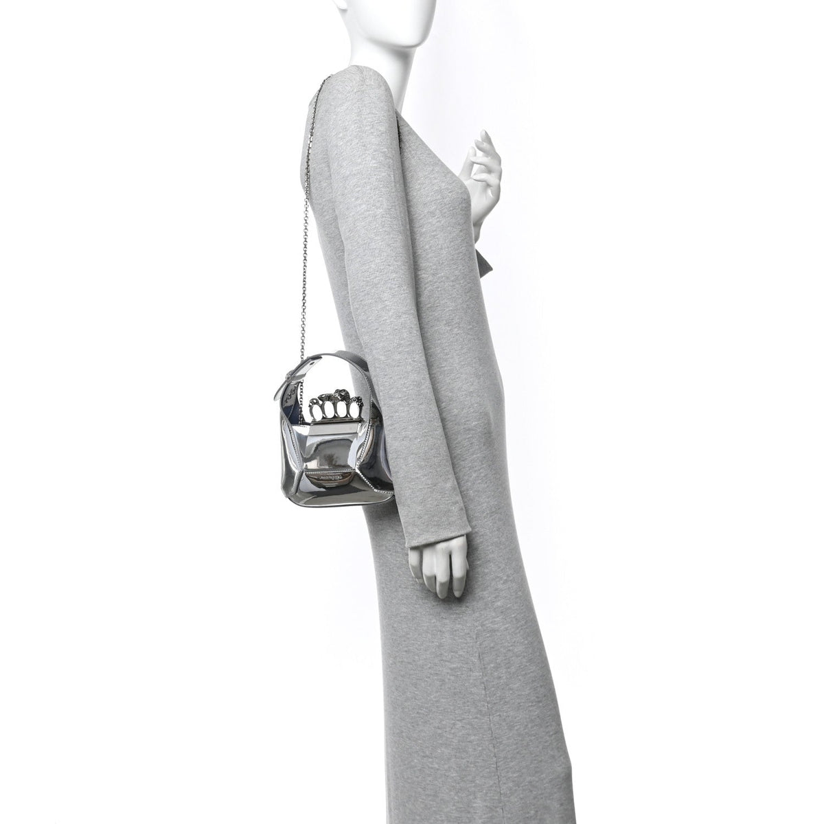 Metallic Jeweled Mini Hobo Bag Silver