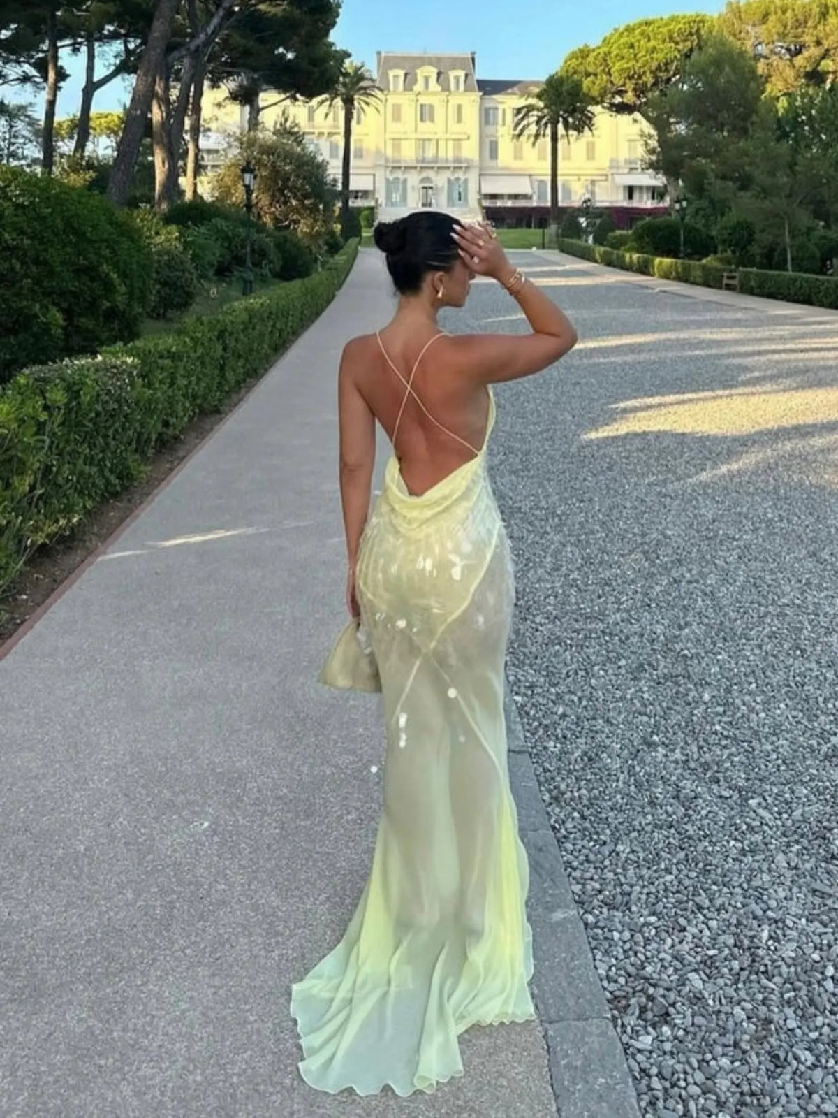Selina Paillette Chiffon Mermaid Maxi Dress