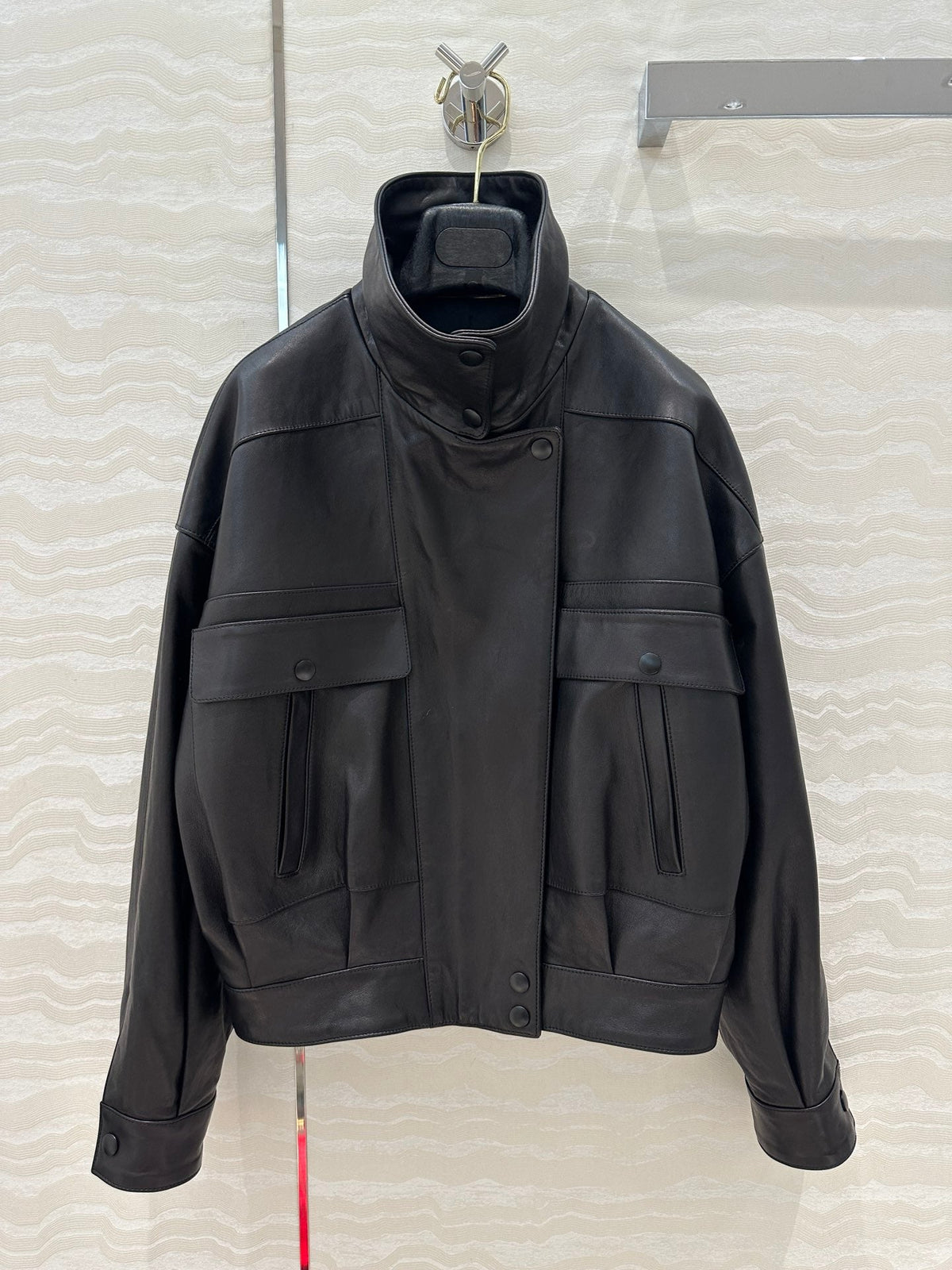 YSL Double Pocket Silhouette Jacket Black Lambskin