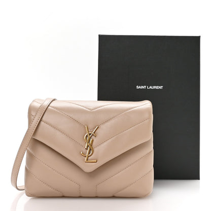 Calfskin Y Quilted Monogram Toy Loulou Crossbody Bag Dark Beige