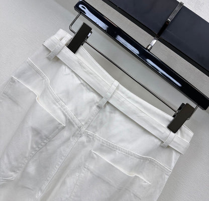 CC Wide-Leg Trousers White Cotton Lyocell 350198